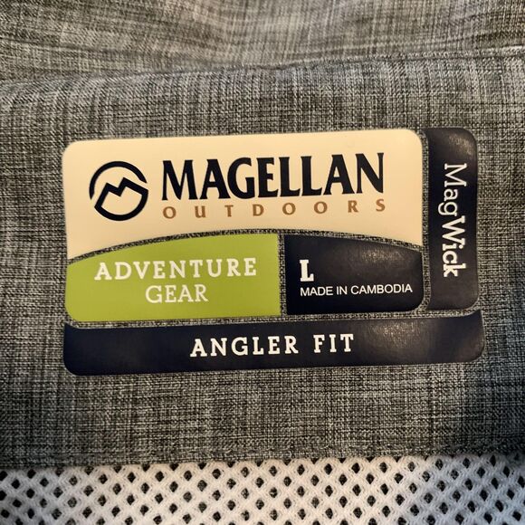 Magellan Outdoors Shirt Mens Large Gray Angler Fit Fishing Long Sleeve - Picture 2 of 6